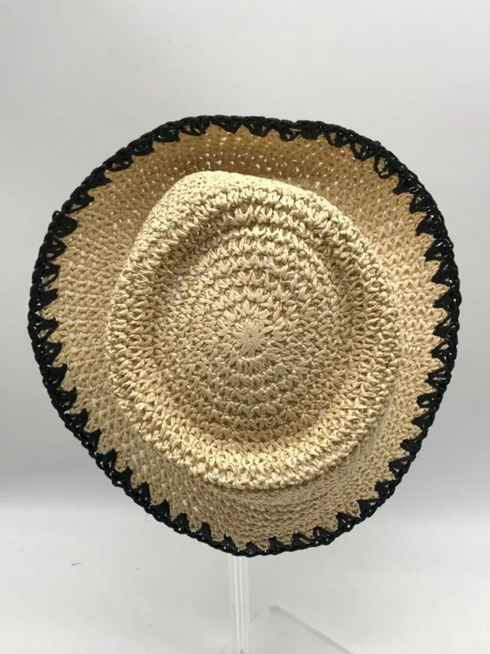 I.N.C. International Concepts Medium Beige & Black Crochet Bucket Hat